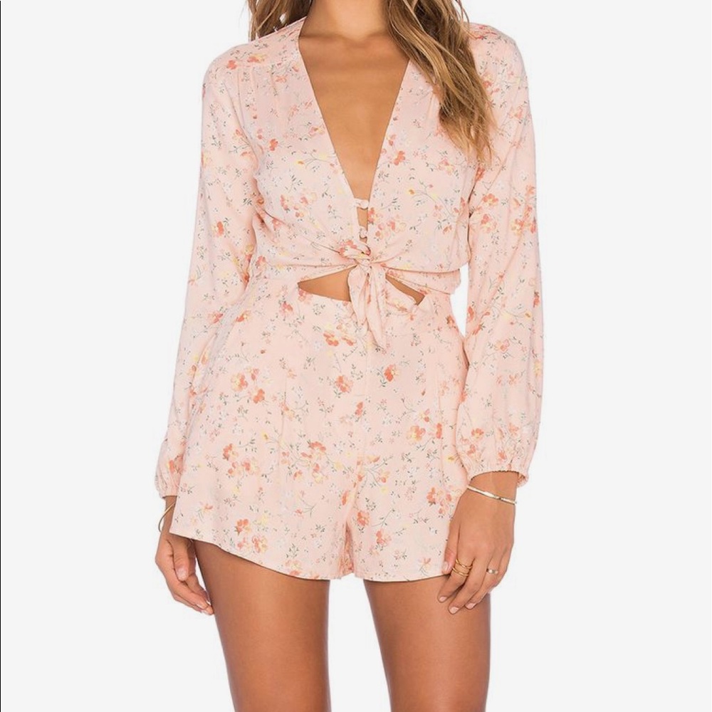 Revolve Flynn Skye floral apricot romper